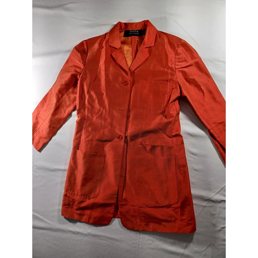 Dana Buchman Women's Orange Silk Blazer Jacket Career Business Size 8